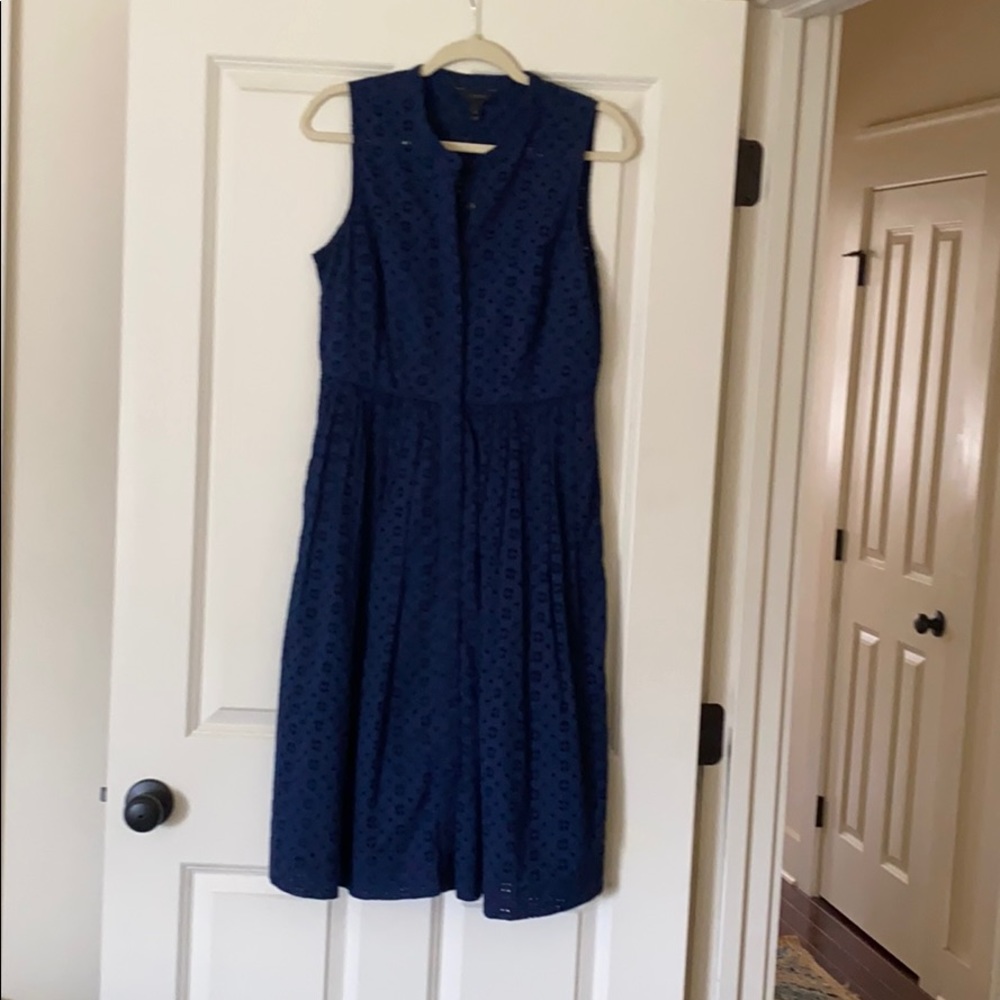 JCrew navy eyelet dress.  Full skirt